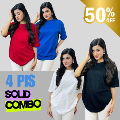 ৪ পিস সলিড টি-শার্ট কম্বো মাএ ৮৯০ টাকা (Merun / Black /Royel blue / White)